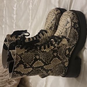 Snakeskin combat boots asos